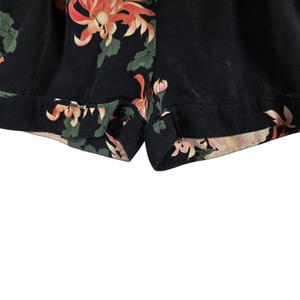 Rachel Zoe Romper Womens 0 100% Silk Black Pink Floral Print Long Sleeve - Picture 4 of 8